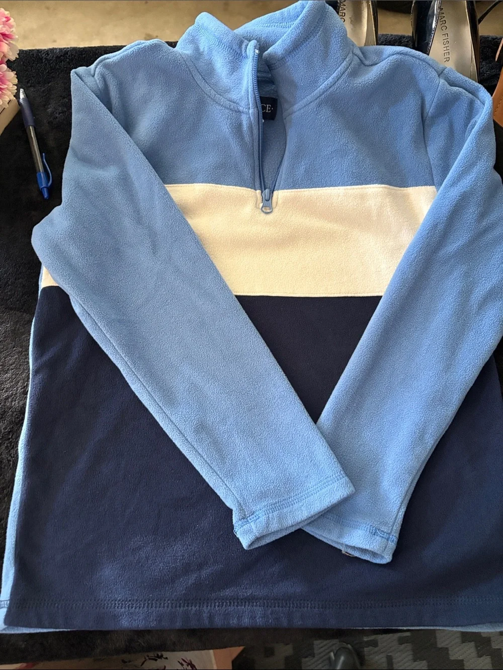 The Children's Place Blue, White & Navy Colorblock Zip-Up Fleece